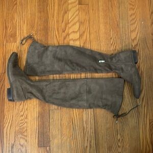 Marc Fisher Side Zip Over The Knee Faux Suede Boots Taupe size 7
